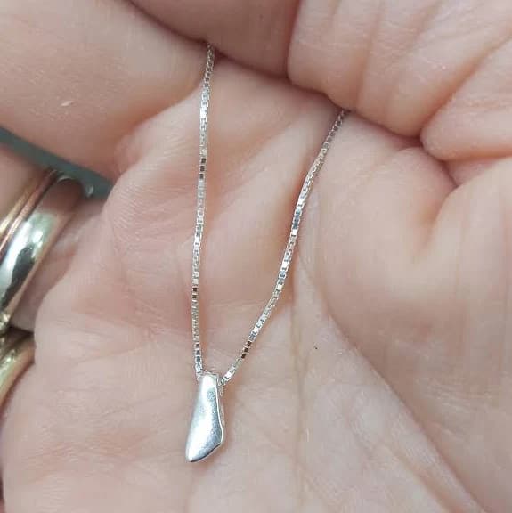 Dainty Sterling Silver Nugget Charm Necklace