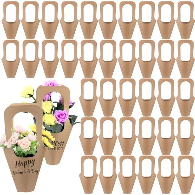 Jeyiour 40 Pcs Kraft Paper Flowers Gift Bags