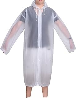Adult Portable Raincoat Rain Poncho with Hoods and Sleeves (White)