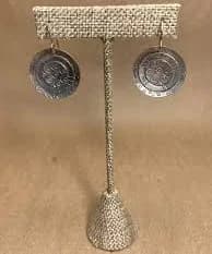 Silver Triple Disc Wire Drop Earrings