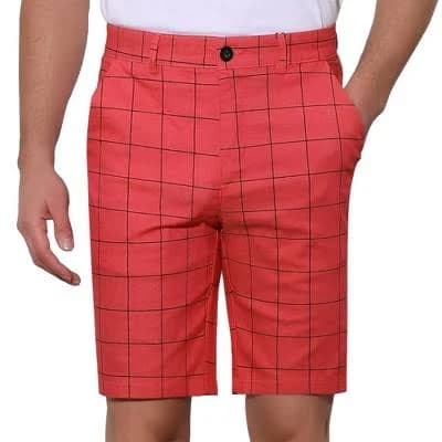 Lars Amadeus Men's Slim Fit Plaid Dress Shorts