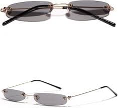 Amazon.com: kachawoo Narrow Rectangle Sunglasses Women Tiny Rimless Sun Glasses For Men Frameless (gold with black) : Clothing, Shoes & Jewelry