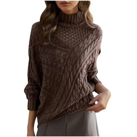 Women's Cable Knit Long Sleeve Crewneck Sweater