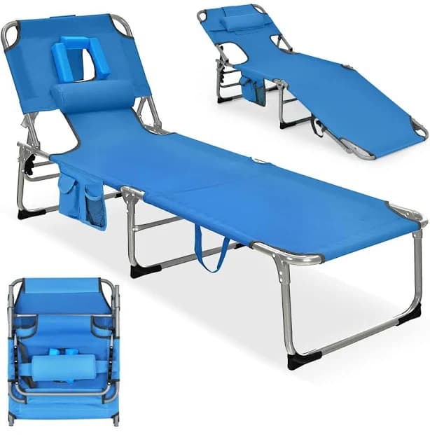 Gymax Folding Chaise Lounge Chair Bed
