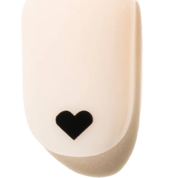 White with Black Hearts Press-On Nails