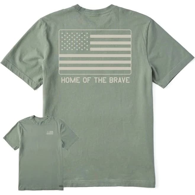Life Is Good Men's Home of The Brave Flag Short Sleeve T-Shirt