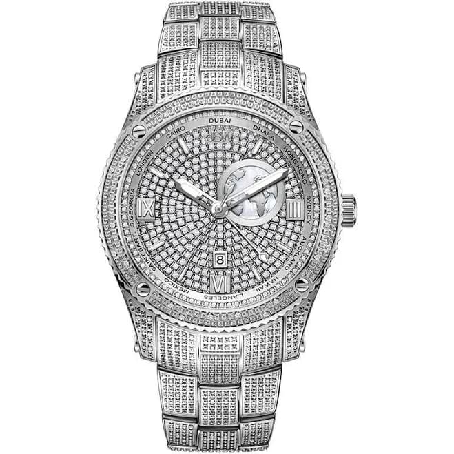 JBW Men's Jet Setter 1.00 CTW Diamond Accent Stainless Steel Bracelet Watch