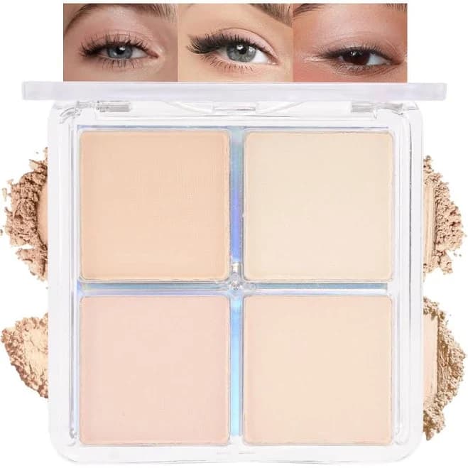 4-color Eye Shadow Powder Palette - Light Beige, Nude, Pink, Ivory