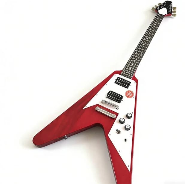 Apple Red Electric Guitar Custom Flying V Solid Body H-h Pickups Fixed