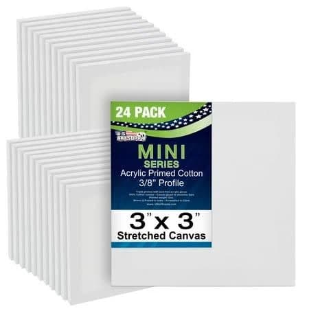 3" x 3" Mini Professional Primed Stretched Canvas