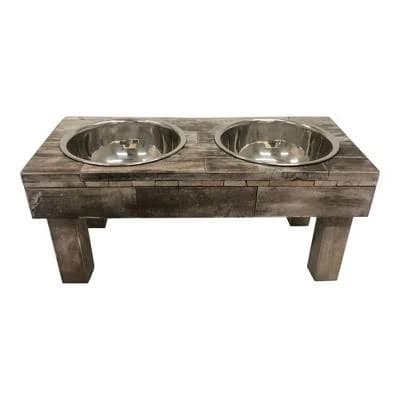 Huntley Pet Berjen Table Elevated Double Bowl Pet Feeder