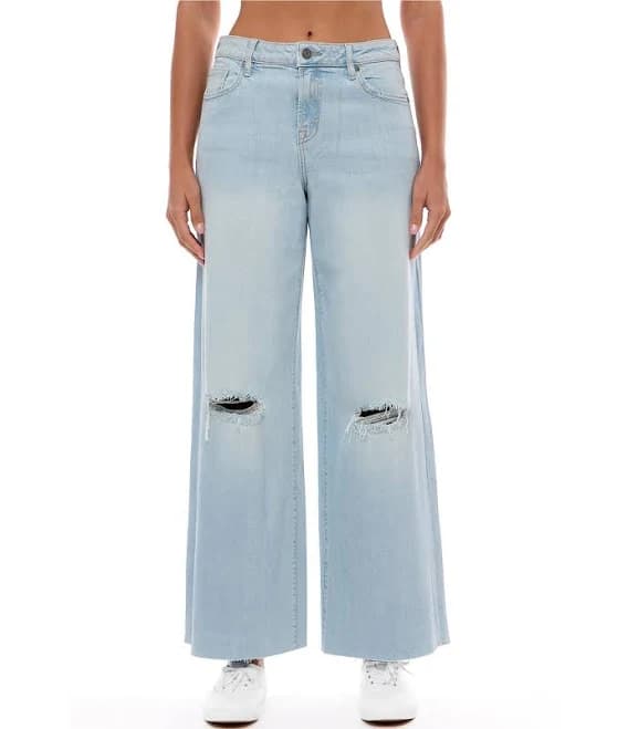 Hidden Jeans Women's Distressed Super Wide Leg Jeans