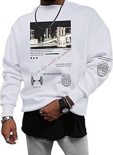 Sweatshirts for Men Letter Graphic Crew Neck Long Sleeve Drop Shoulder Pullover Top