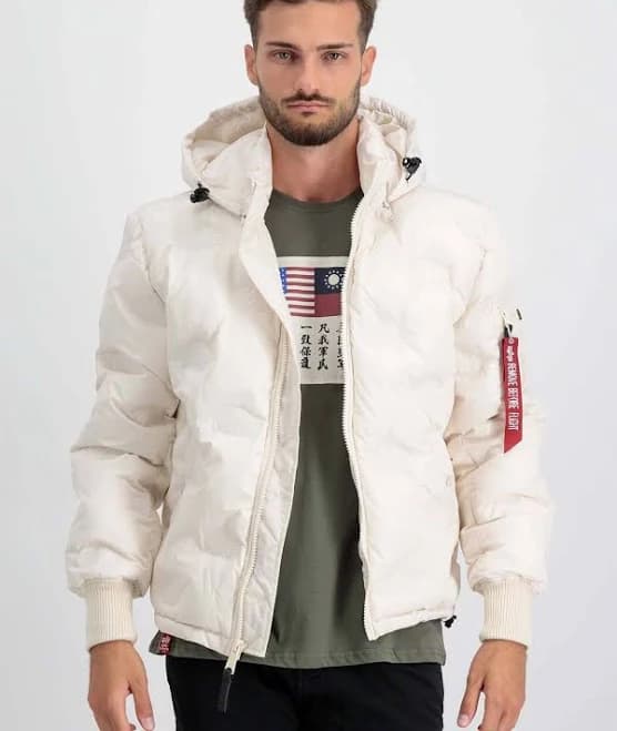 Alpha Industries Men's Hooded Logo Puffer Jacket