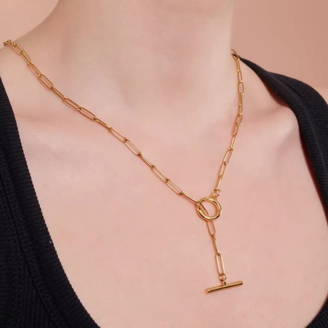18K Gold Toggle Chain Necklace