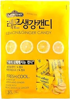 GINGER Candy Hard Drops Tummy Drops Chimes Natural Chews Chewy Candy Nausea Relief Preggie Pops_250 grams (8.8 oz) Product of Korea_Individually Wrapped (Lemon Ginger)