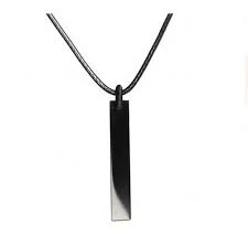 Natural crystal black obsidian rectangle necklace pendant rope chain