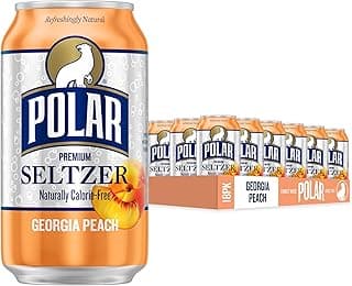 Polar Seltzer Water Georgia Peach, 12 fl oz cans, 18 pack