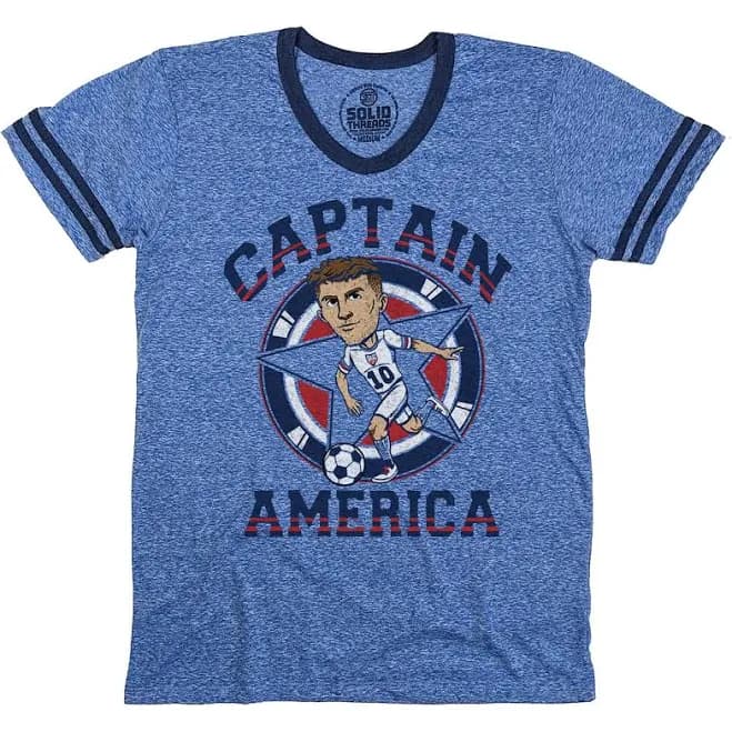 Captain America Vintage Graphic V-Neck T-Shirt
