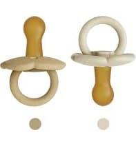 Set of 2 Food-Grade Silicone Baby Pacifiers with Large Air Holes (0-6 Months) | BPA-Free Silicone Soothers - Beige/Ivory