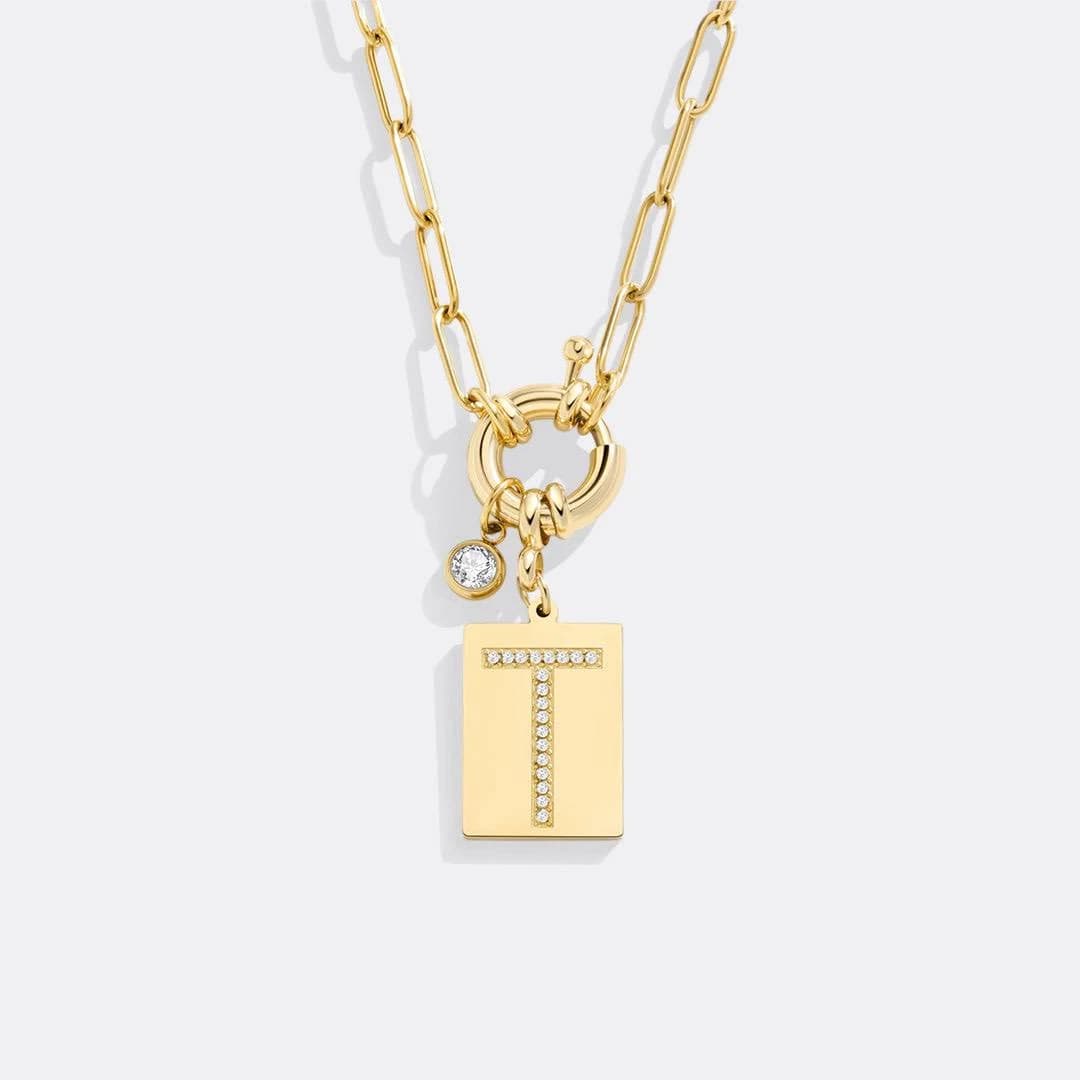 Mint & Lily 18k Gold Plated Pave Initial Pendant Necklace