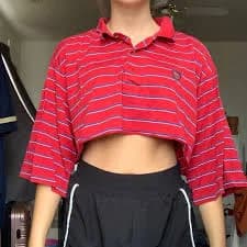 Red and blue stripped cropped polo