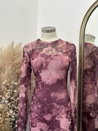 Shayna ” Floral Long Sleeve Bodycon Dress ( Magenta ) – Ale Accessories