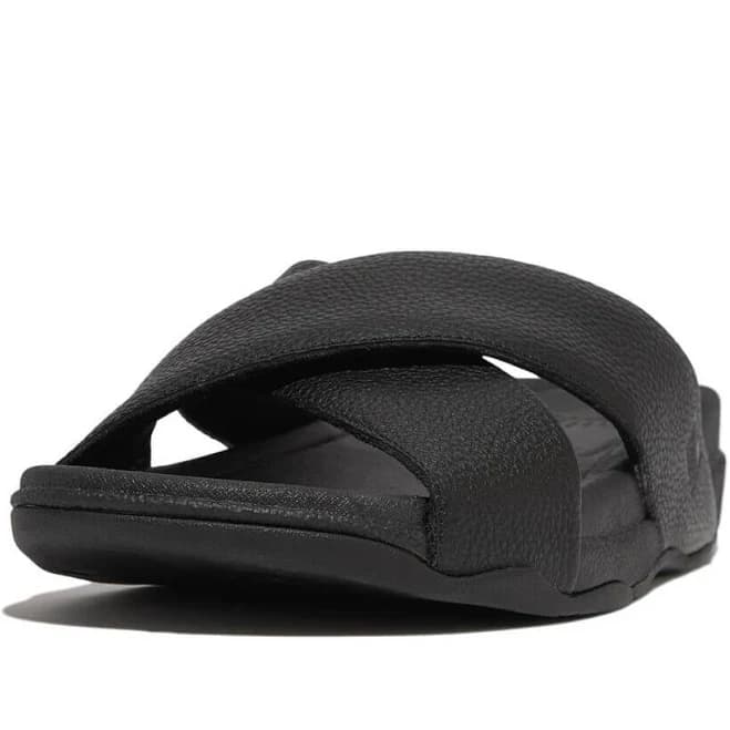 FitFlop Mens Surfer Leather Cross Slide Sandals