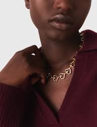 Gold-plated heart necklace Denim - Jeans for Women | Maje