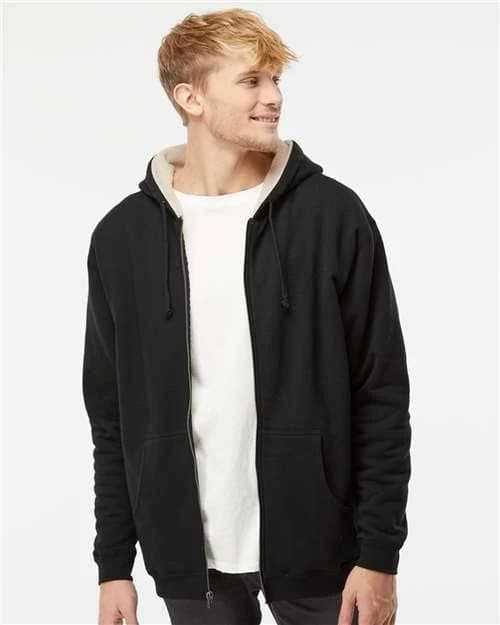 Independent Trading Co Men's. EXP40SHZ Sherpa-Lined Full-Zip Hooded Sweatshirt