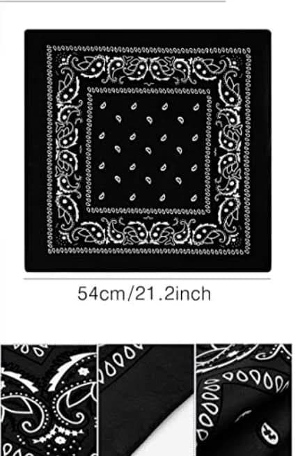 Black Paisley Head Bandana Cowboy Scarf Print Head Wrap Wristband