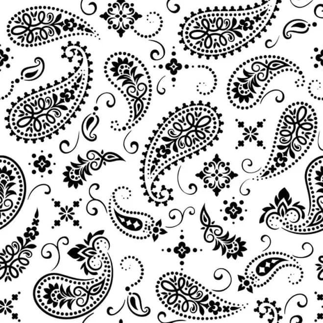 STORE CLOSING SALE - Bandana - Black/White Paisley, 100% Cotton Quilt Fabric, Fabric By The Yard