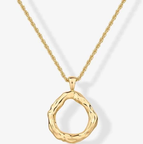 Hammered Circle White Gold Pendant