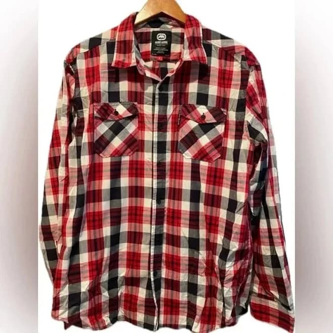 Ecko Unlimited Men's Cotton Blend Plaid Button Down Shirt