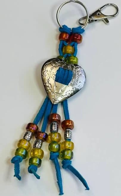 Suede Lace Keychain with Glass Pony Beads