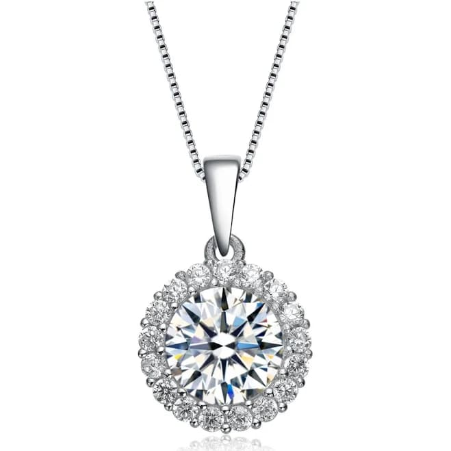 C.z. Sterling Silver Round Pendant
