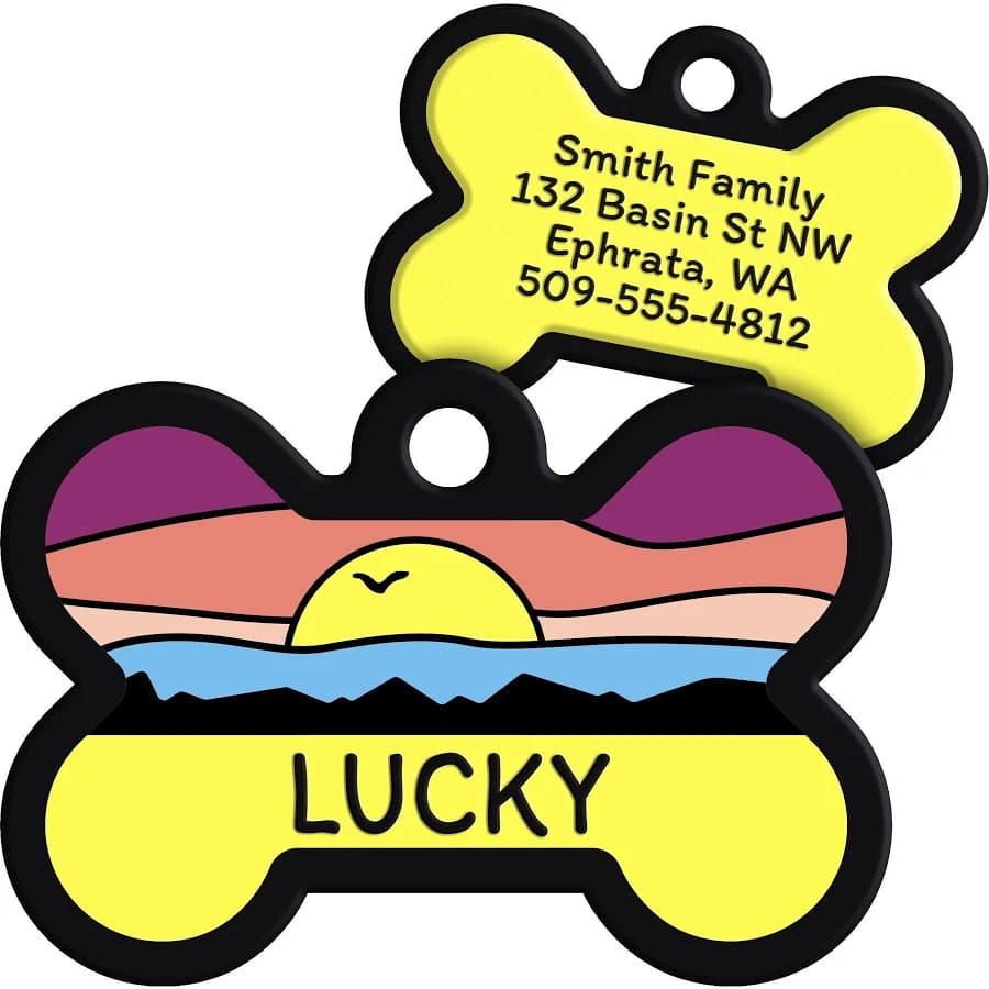 GoTags Bone Shaped Silent Silicone Personalized Dog & Cat ID Tag