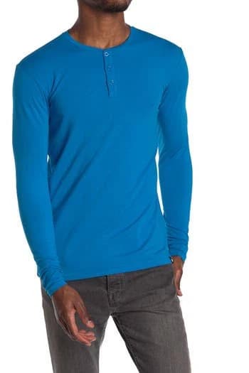 X RAY Men's Long Sleeve Henley T-Shirt