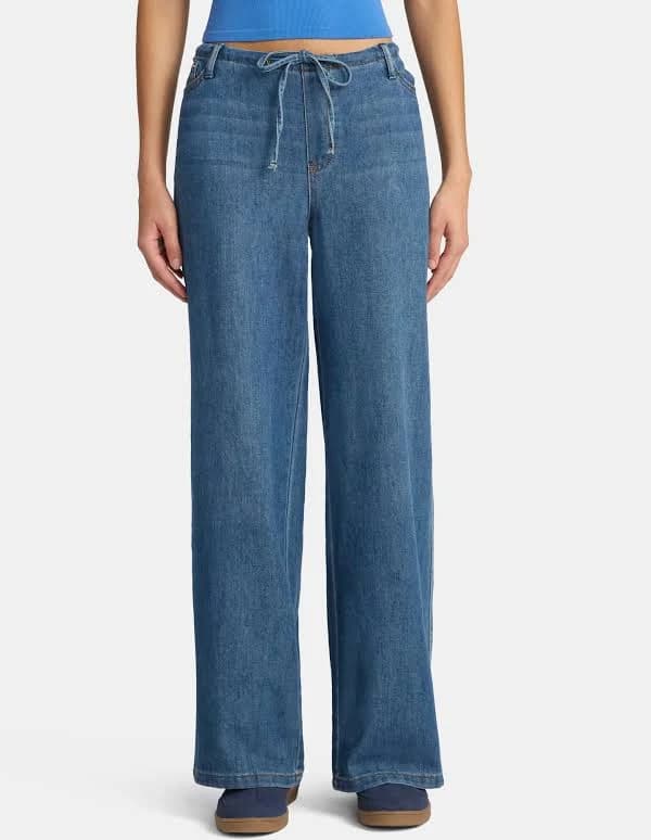 No Boundaries Women's Mini Waistband Wide Leg Pants