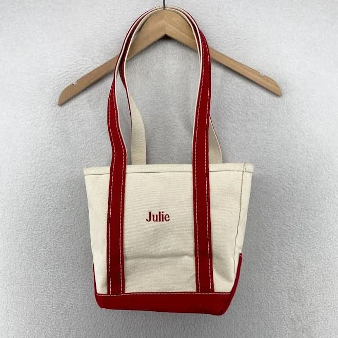 Vintage Ll Bean Boat And Tote Bag 10x13 "julie" Canvas Open Top Ivory