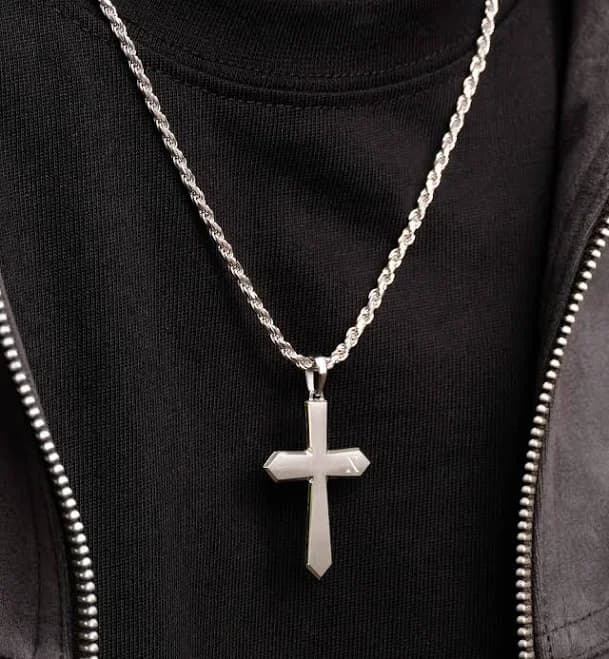 JAXXON Crusade Cross Silver Pendant Men's Chain