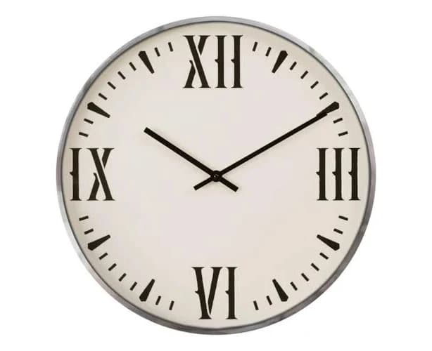 23" Round Black Silver Chrome Frame Wall Clock - White Plastic 20"W x 1.75"D x 20"H at Living Spaces