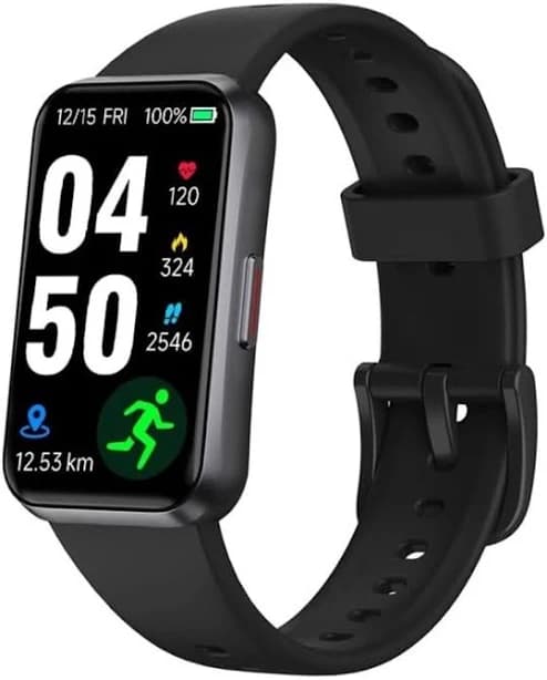 Black Silicone Band Smart Watch 1.47" Touchscreen Fitness Tracker