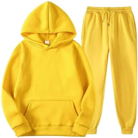 ChicHaven Mens Sweat Suits Set Tracksuit 2 Piece Outfits Short Sleeve Casual Sweatshirt & Loose Jogging Pants Yellow M, Women's, Size: Medium