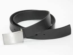 Men's Black Leather Belt - Rectangular Silver Pin Buckle - SIZE 36