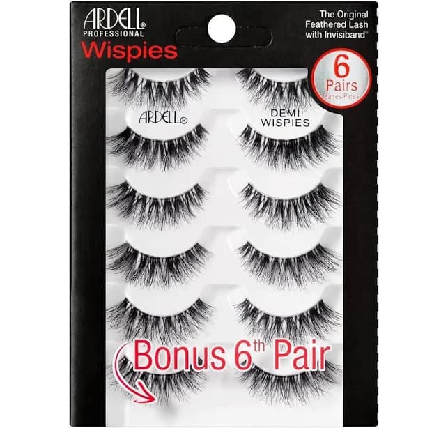 Ardell Demi Wispies False Eyelashes, Natural Look Multi-Dimensional Lashes with Applicator, Black, 6 Pairs