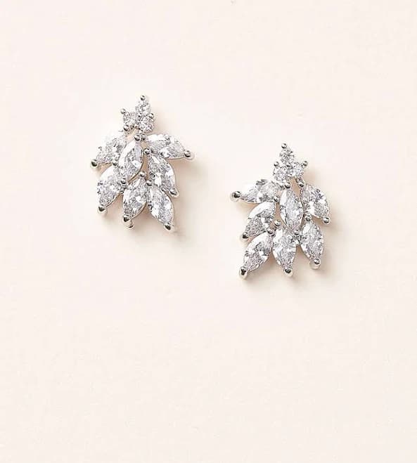Floral CZ Gold Studs