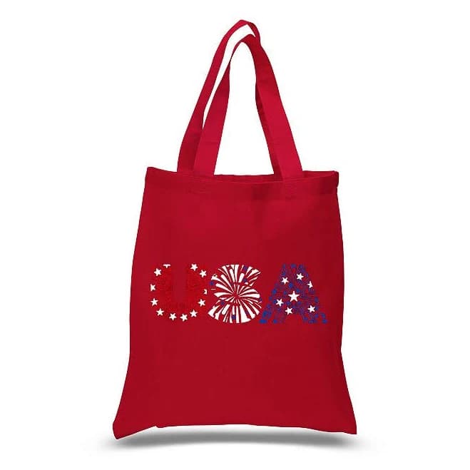 LA Pop Art USA Fireworks Small Word Art Tote Bag