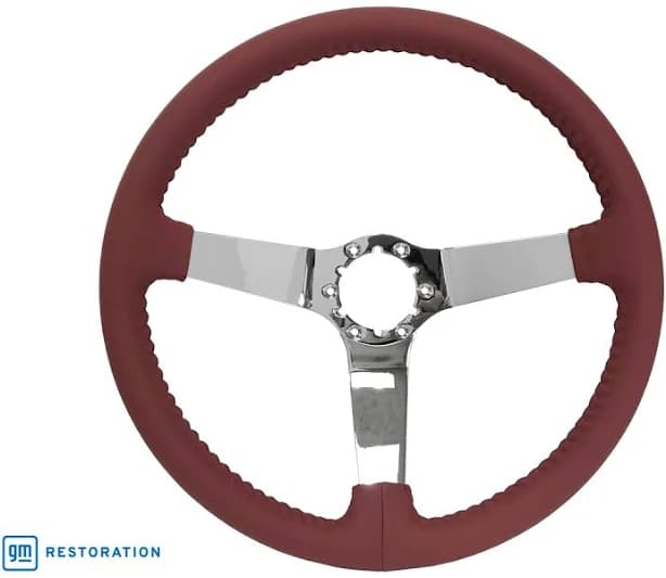 Vsw 14 inch Leather Steering Wheel 6 Bolt Chrome Spoke st3040