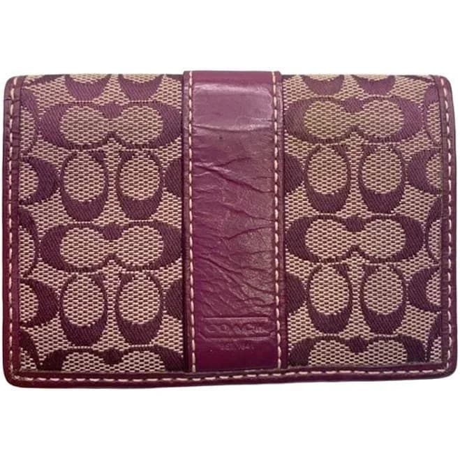 COACH Purple Signature Canvas Card Holder